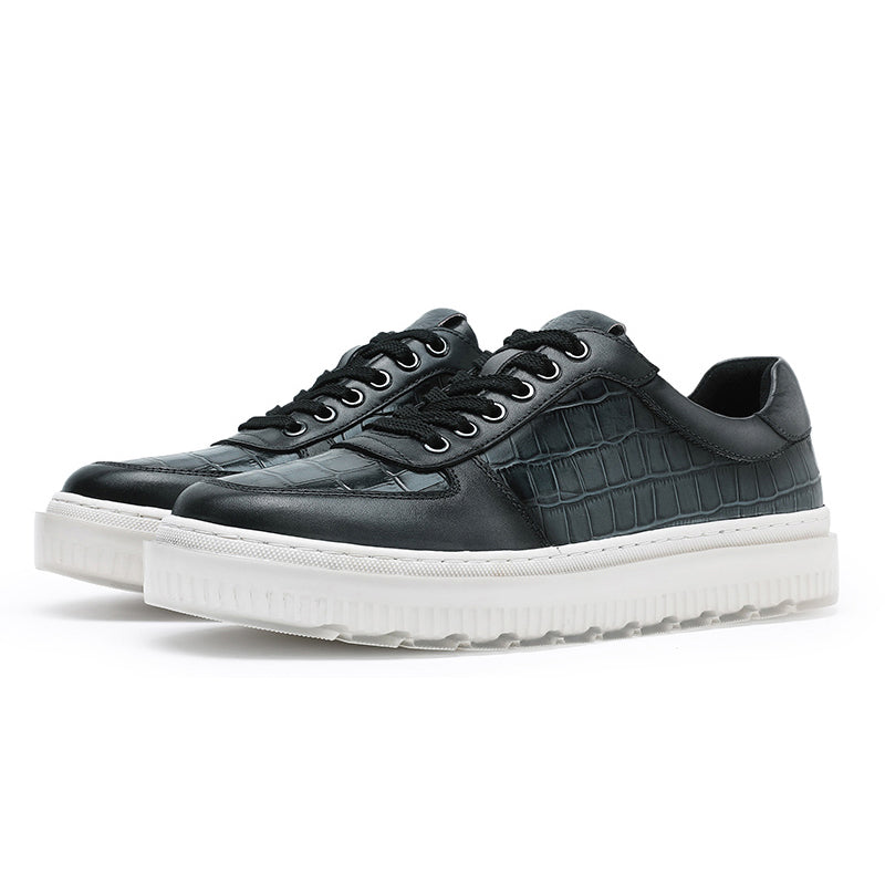 Desai Casual Leather Shoes Genuine Leather Thick Bottom Sneakers Laces Up Breathable DS3337