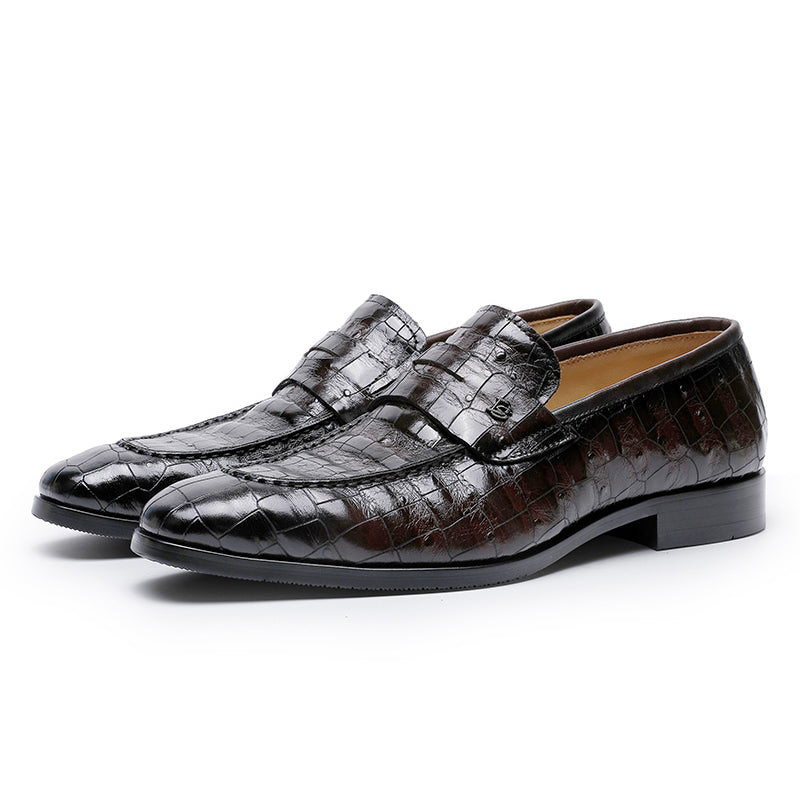 Desai spring and summer leather loafers low-top business casual pattern men's shoes alligator design real cowhide leather DS9236