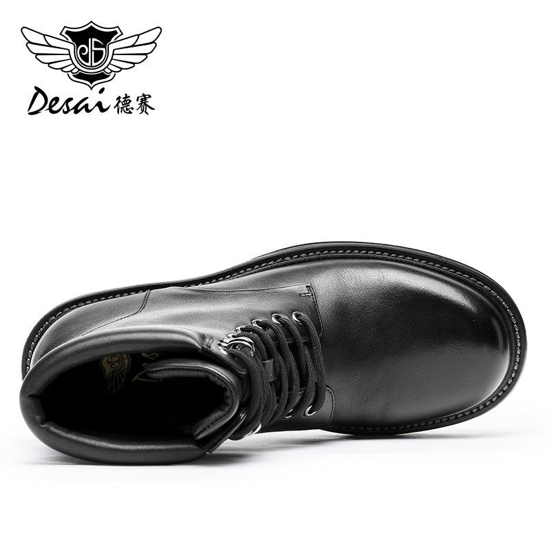 Desai leather Martin boots men's British wind motorcycle boots Spring summer soft leather heightening retro men's tall work boots DS6327H