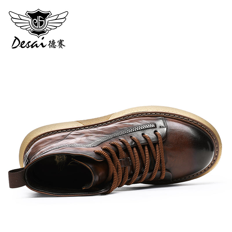 Desai leather Martin boots men's new British autumn and winter retro men's tall work boots DS6316H