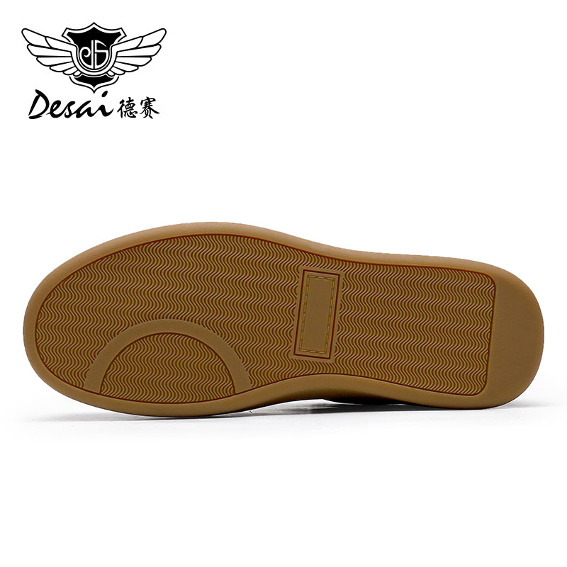 Desai Genuine Leather Lace Up Versatile Breathable Casual Board Shoes, Flat Bottomed Sports Shoes, Small White Shoes, Retro German Training sneakers DS33181