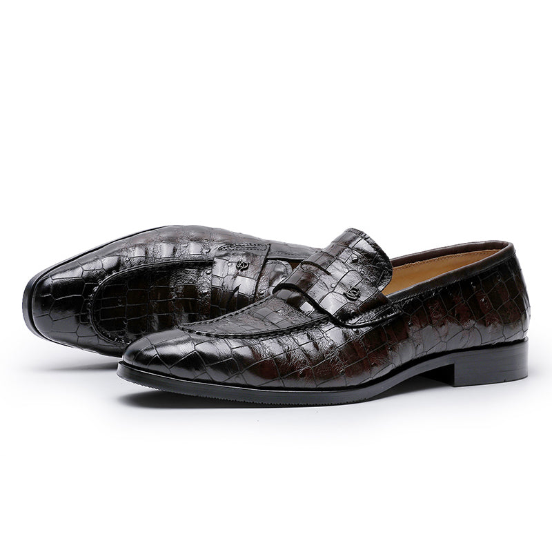 Desai spring and summer leather loafers low-top business casual pattern men's shoes alligator design real cowhide leather DS9236