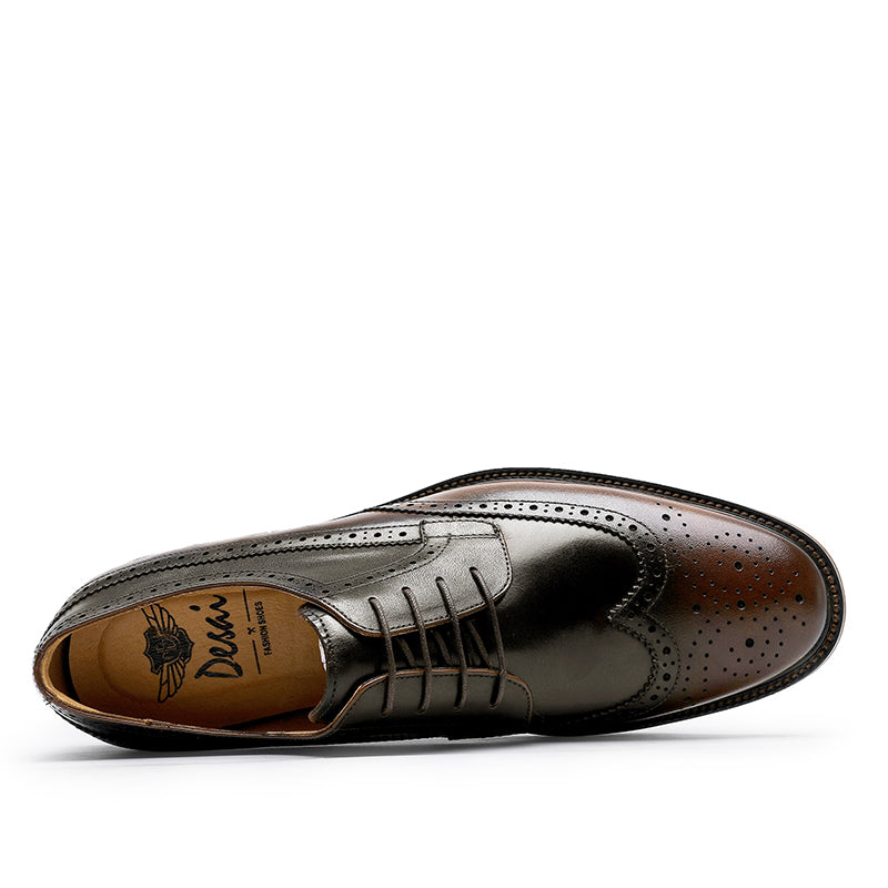 Desai Formal Dress Triple Joint Oxfords Office Genuine Leather Wedding Lace Up Spring for men DS139