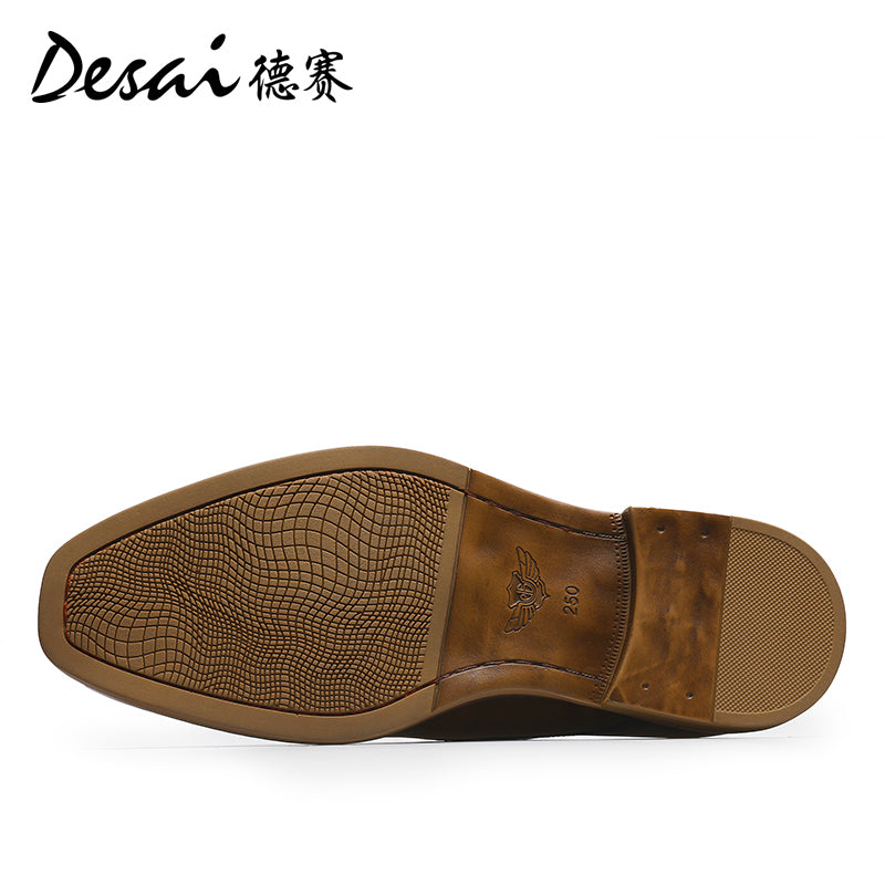 Desai Men's Business dress shoes Retro Polish Munk Shoes Leather Derby Shoes Heightening shoes Casual shoes DS6020