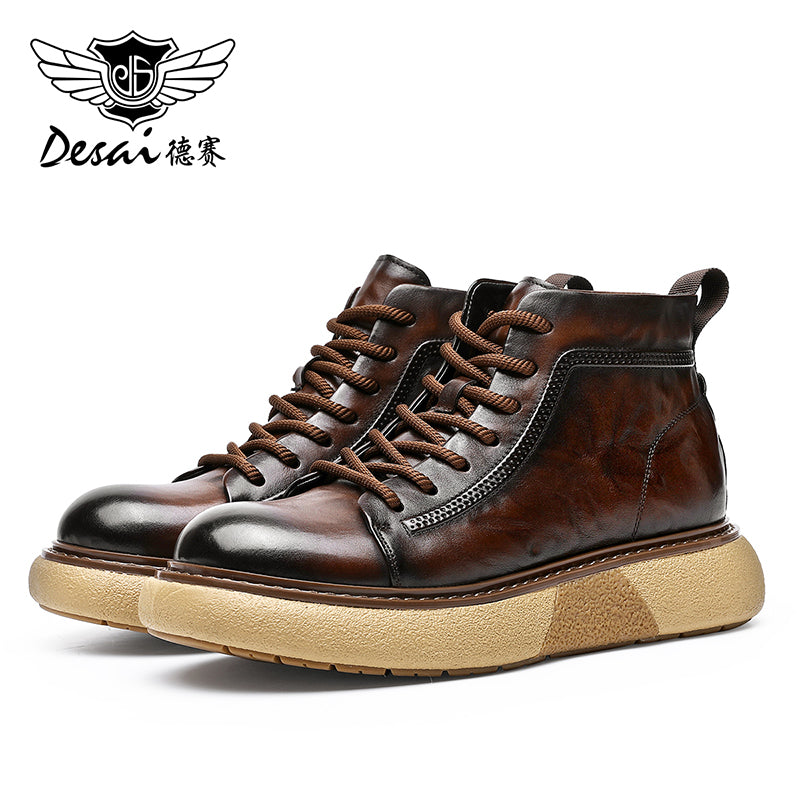 Desai leather Martin boots men's new British autumn and winter retro men's tall work boots DS6316H