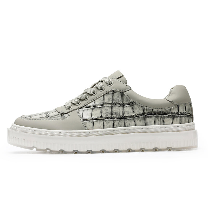 Desai Casual Leather Shoes Genuine Leather Thick Bottom Sneakers Laces Up Breathable DS3337