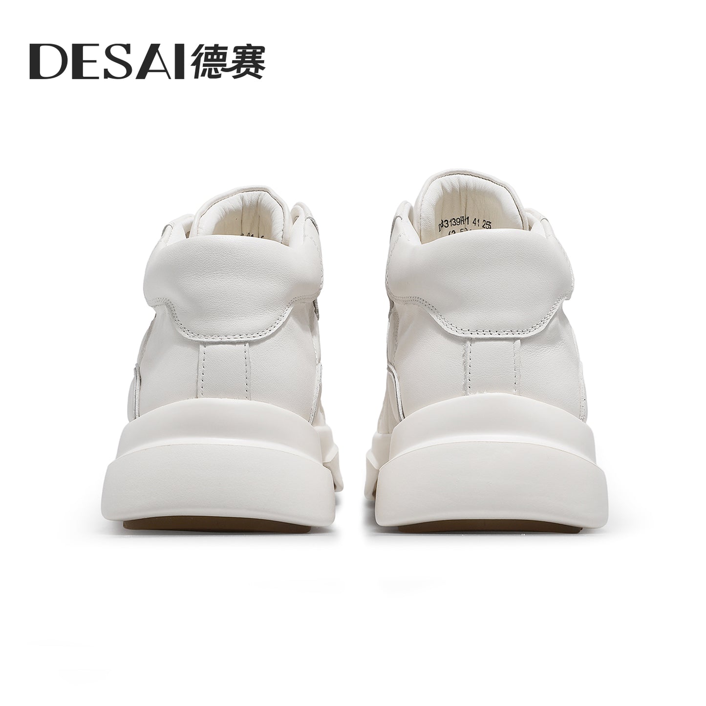 Desai Casual Leather Shoes Genuine Leather Thick Bottom Sneakers Laces Up Breathable DS33139