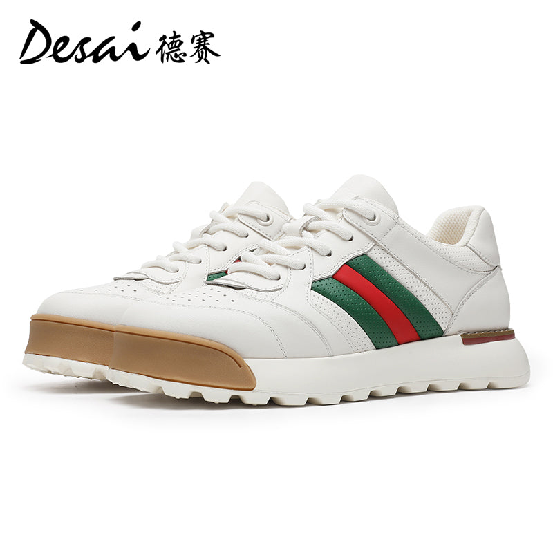 Desai Men's Casual Shoes Men's Leather Perforated Summer Breathable sneakers Men's Board Shoes Versatile Thick Soled Shoes DS3053
