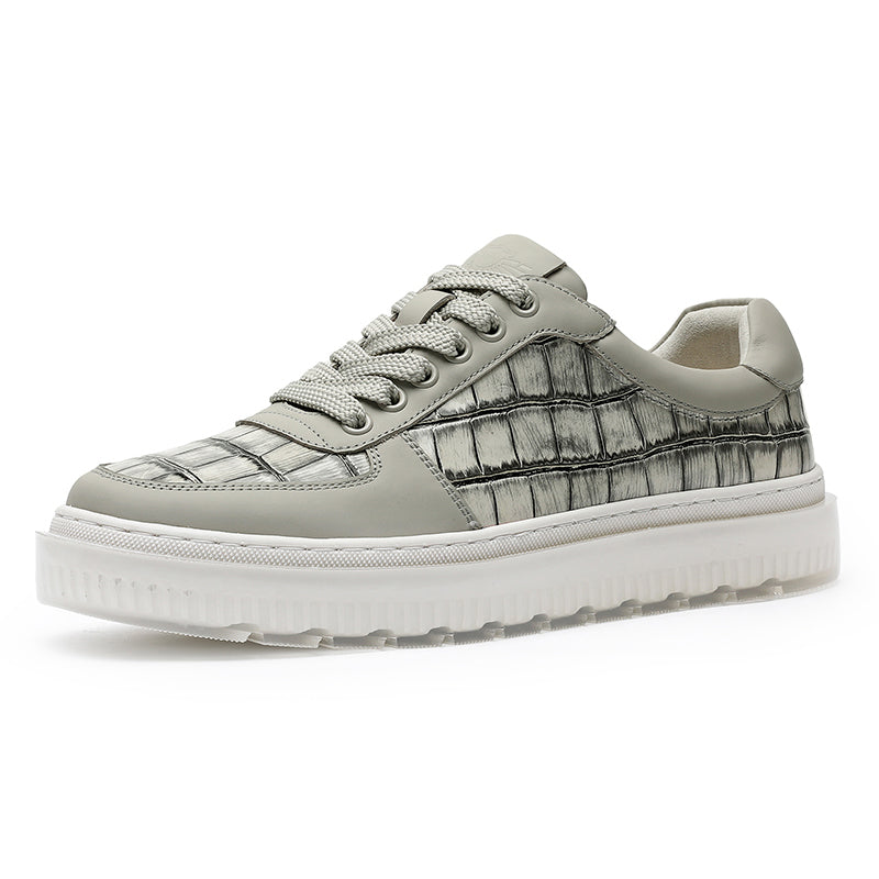 Desai Casual Leather Shoes Genuine Leather Thick Bottom Sneakers Laces Up Breathable DS3337