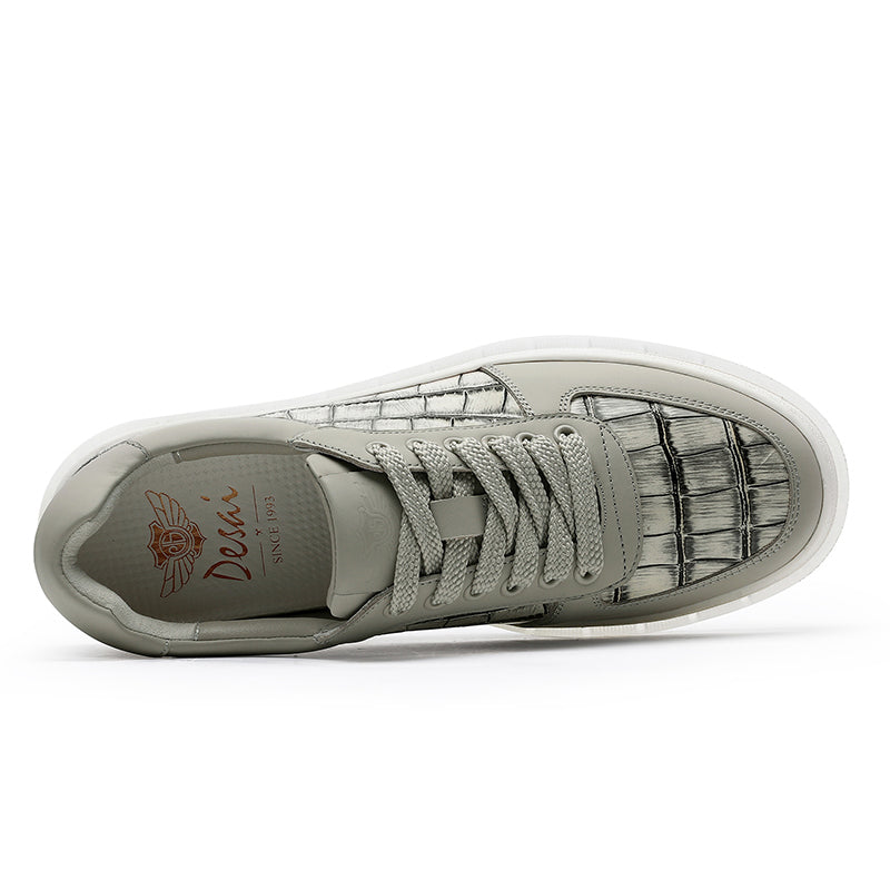 Desai Casual Leather Shoes Genuine Leather Thick Bottom Sneakers Laces Up Breathable DS3337