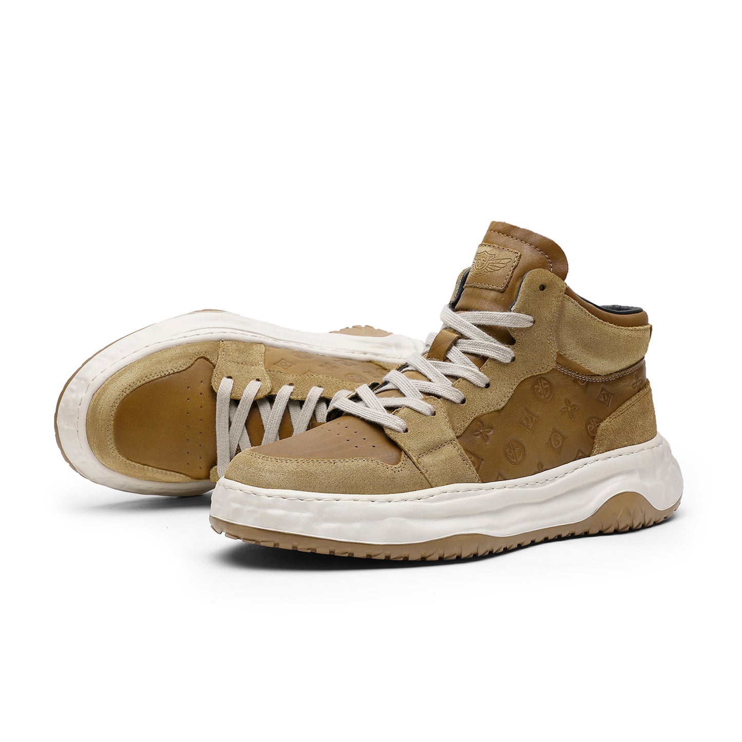 Desai Shoes For Men Casual Leather Shoes Genuine Leather Thick Bottom Sneakers Laces Up For School High and Middle cut sneakers DS06035