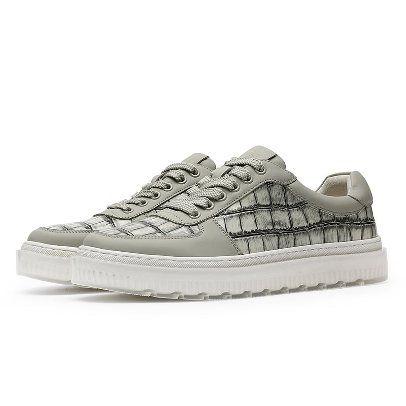 Desai Casual Leather Shoes Genuine Leather Thick Bottom Sneakers Laces Up Breathable DS3337