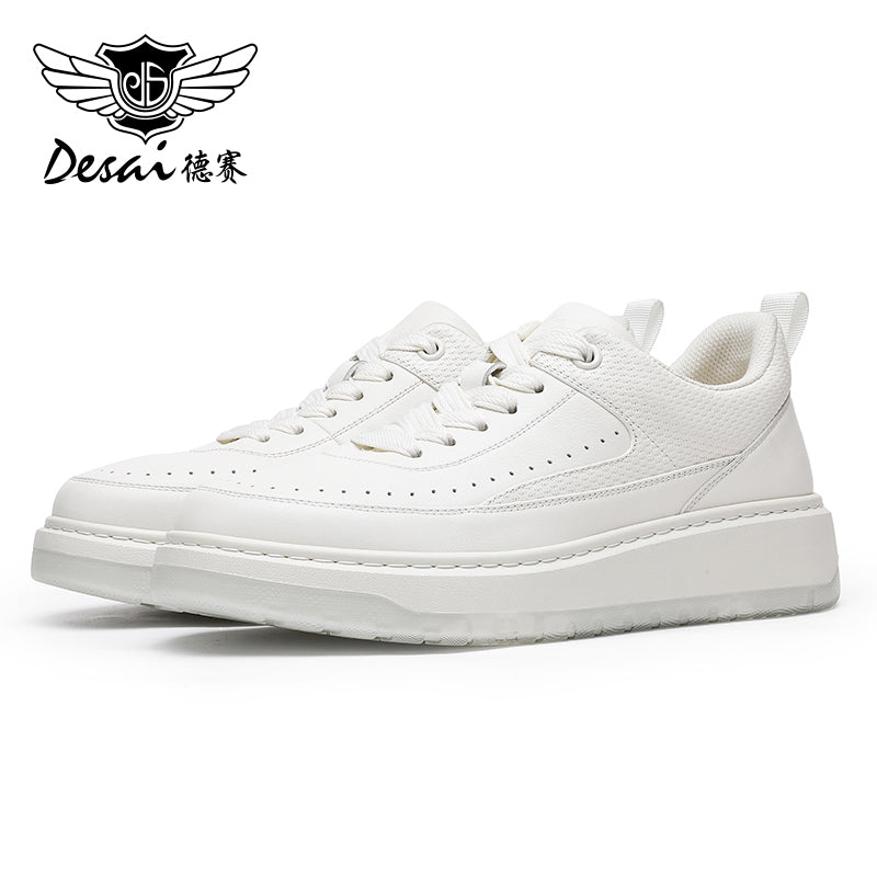 Desai Thick Sole Men's shoes , Small White Shoes , Round Toe Tie Up Color Blocking Casual Board sneakers, Increased Breathability, Versatile Sports Shoes DS3005