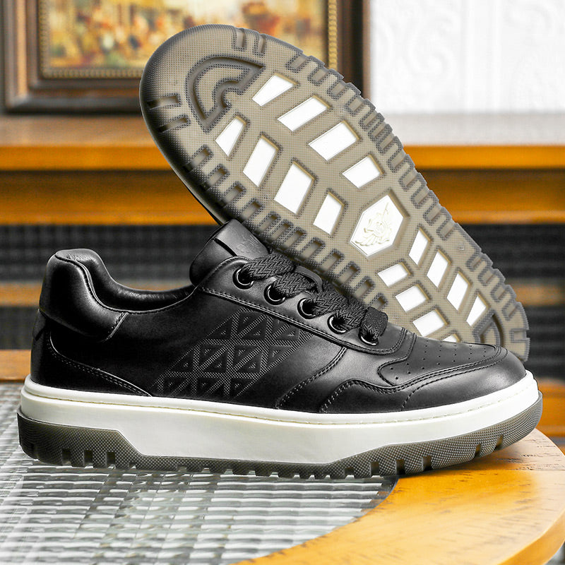 Desai Men shoes Sneakers fashion versatile real cowhide leather Triangle Pattern Four-season shoes COOLMAX material Comfortable School and Casual Outfit DS33108
