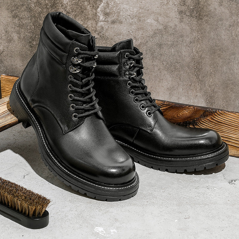 Desai leather Martin boots men's British wind motorcycle boots Spring summer soft leather heightening retro men's tall work boots DS6327H