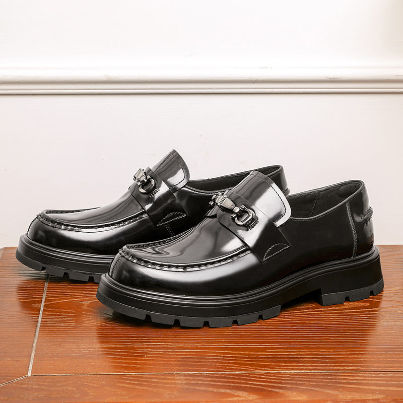 Desai Shoes For Men Patent leather low-top loafers Top layer calfskin business casual pattern men's shoes spring and summer leather loafers DS1313