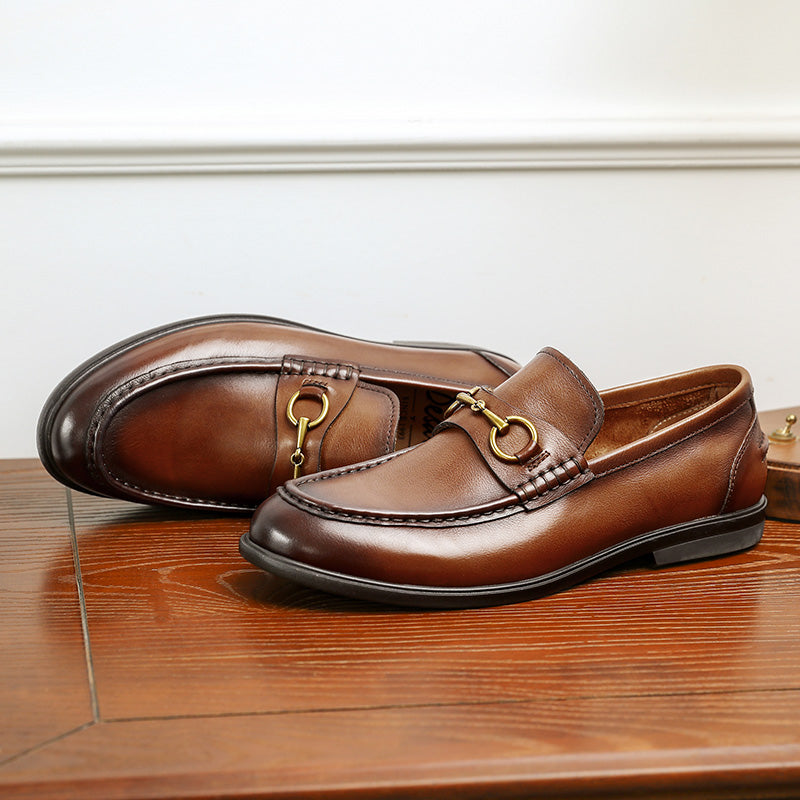 Desai Men Shoes Loafers spring and summer leather shoes one step on dress shoes DS1302
