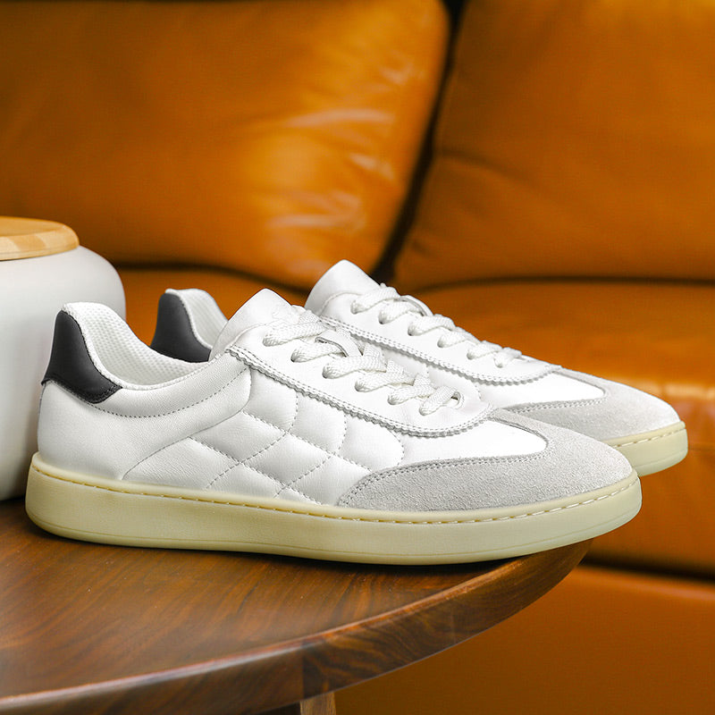 Desai Genuine Leather Lace Up Versatile Breathable Casual Board Shoes, Flat Bottomed Sports Shoes, Small White Shoes, Retro German Training sneakers DS33181