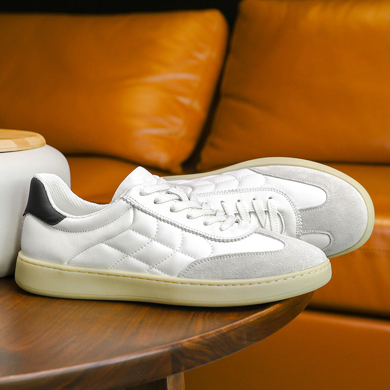 Desai Genuine Leather Lace Up Versatile Breathable Casual Board Shoes, Flat Bottomed Sports Shoes, Small White Shoes, Retro German Training sneakers DS33181