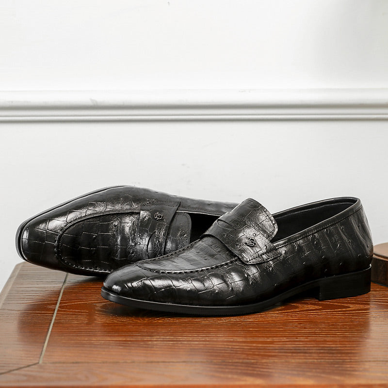 Desai spring and summer leather loafers low-top business casual pattern men's shoes alligator design real cowhide leather DS9236