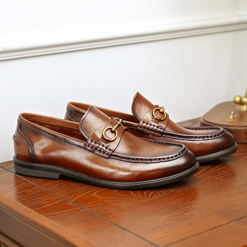 Desai Men Shoes Loafers spring and summer leather shoes one step on dress shoes DS1302