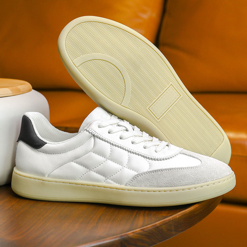 Desai Genuine Leather Lace Up Versatile Breathable Casual Board Shoes, Flat Bottomed Sports Shoes, Small White Shoes, Retro German Training sneakers DS33181