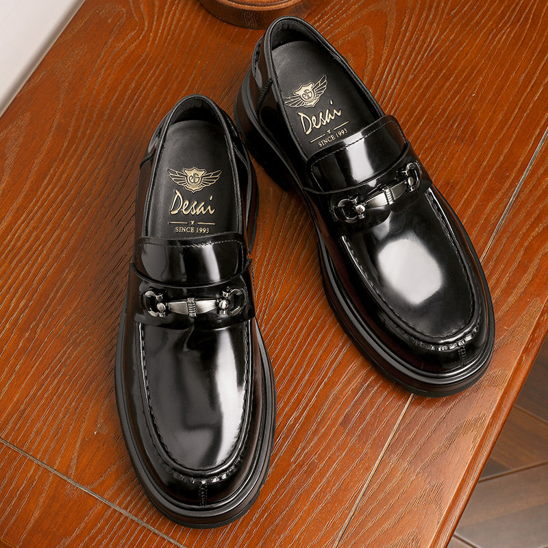 Desai Shoes For Men Patent leather low-top loafers Top layer calfskin business casual pattern men's shoes spring and summer leather loafers DS1313
