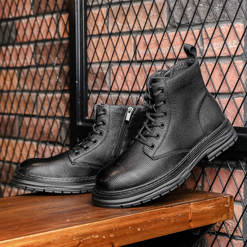 Desai leather Martin boots men's British wind motorcycle boots Spring summer soft leather heightening retro men's tall work boots DS6333H