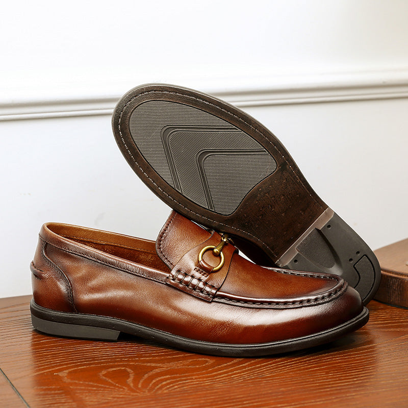 Desai Men Shoes Loafers spring and summer leather shoes one step on dress shoes DS1302