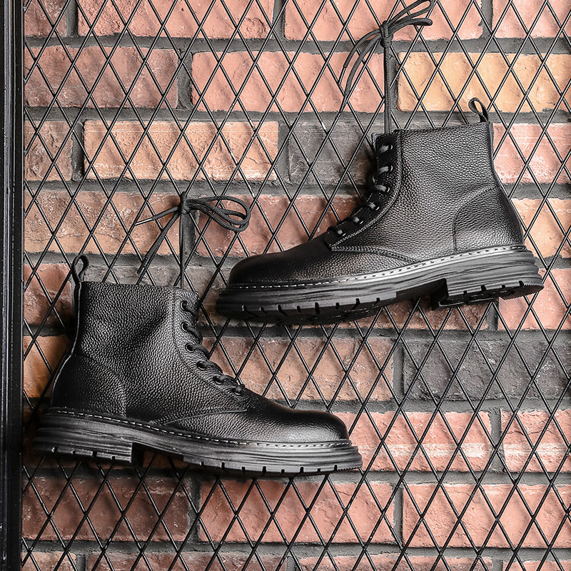 Desai leather Martin boots men's British wind motorcycle boots Spring summer soft leather heightening retro men's tall work boots DS6333H
