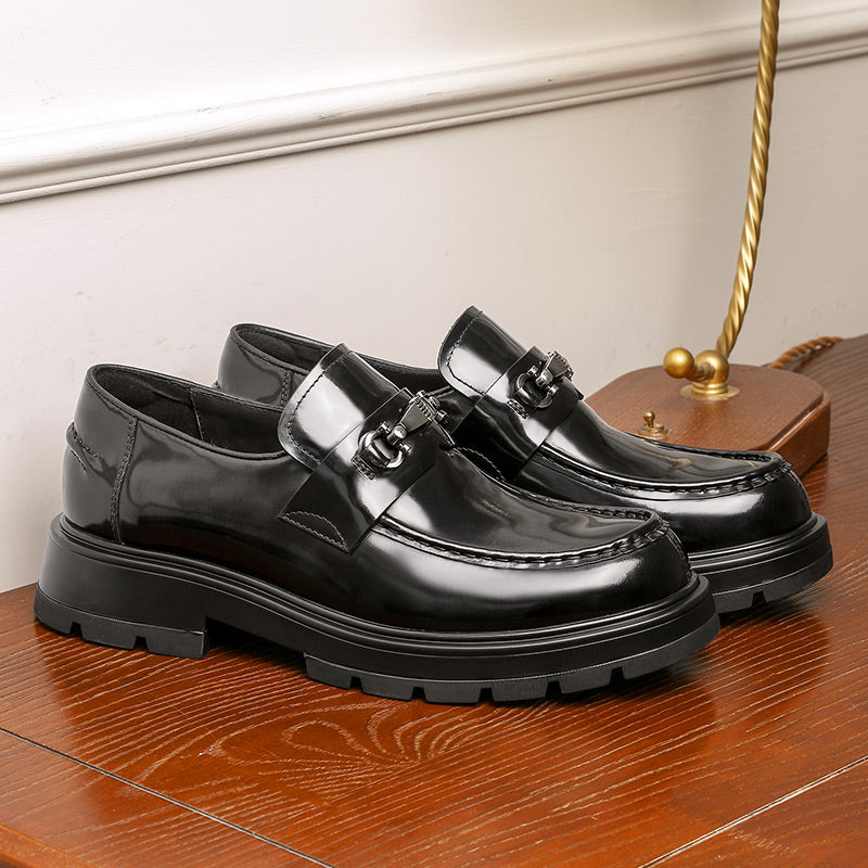 Desai Shoes For Men Patent leather low-top loafers Top layer calfskin business casual pattern men's shoes spring and summer leather loafers DS1313
