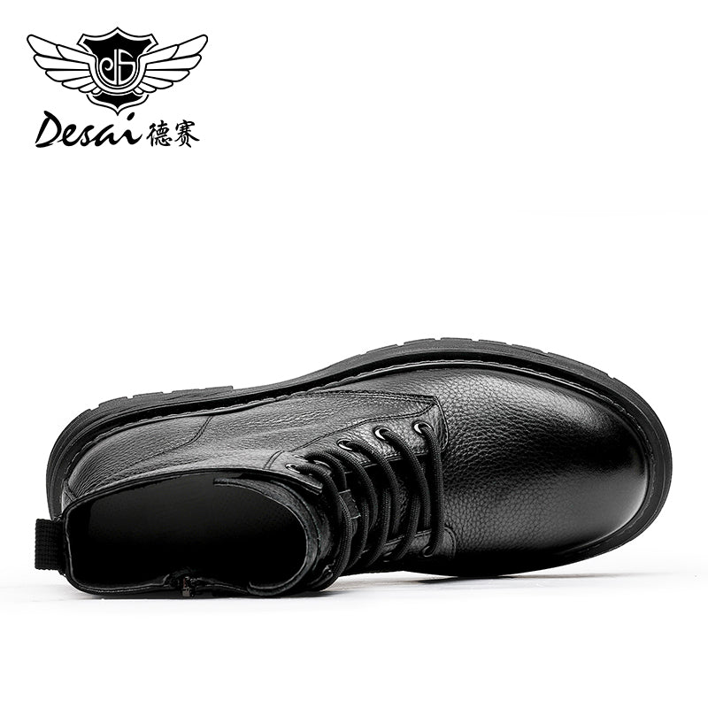 Desai leather Martin boots men's British wind motorcycle boots Spring summer soft leather heightening retro men's tall work boots DS6333H