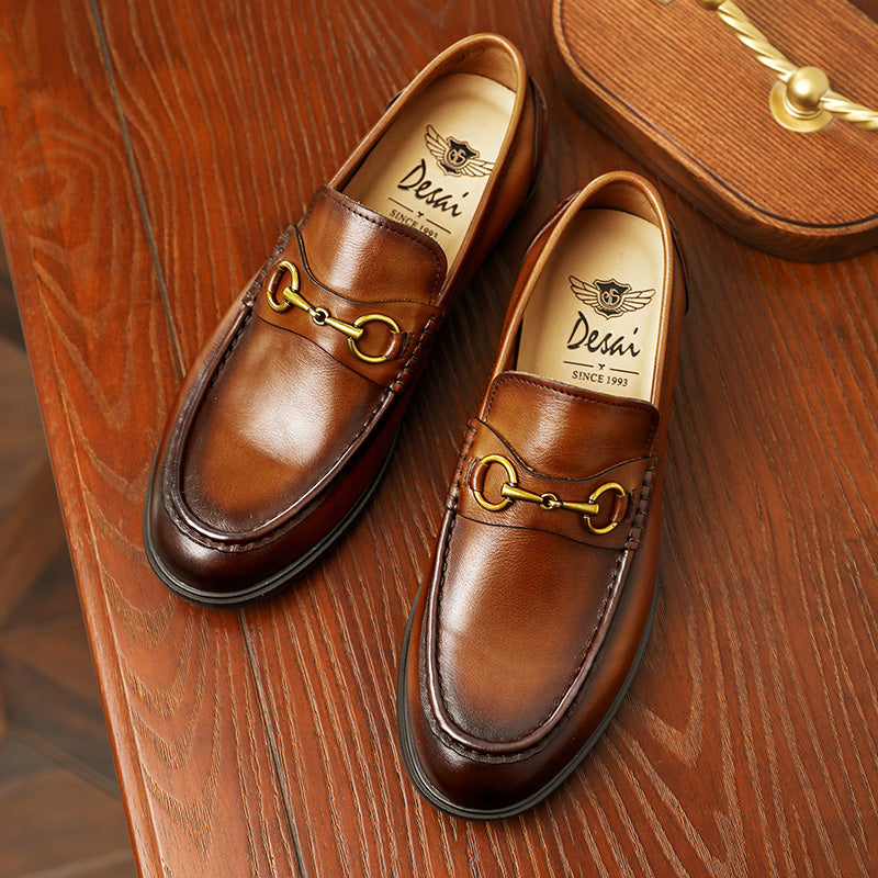 Desai Men Shoes Loafers spring and summer leather shoes one step on dress shoes DS1302