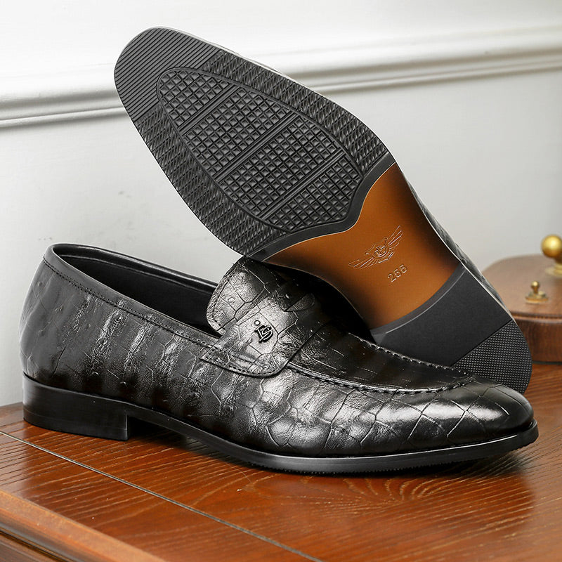 Desai spring and summer leather loafers low-top business casual pattern men's shoes alligator design real cowhide leather DS9236