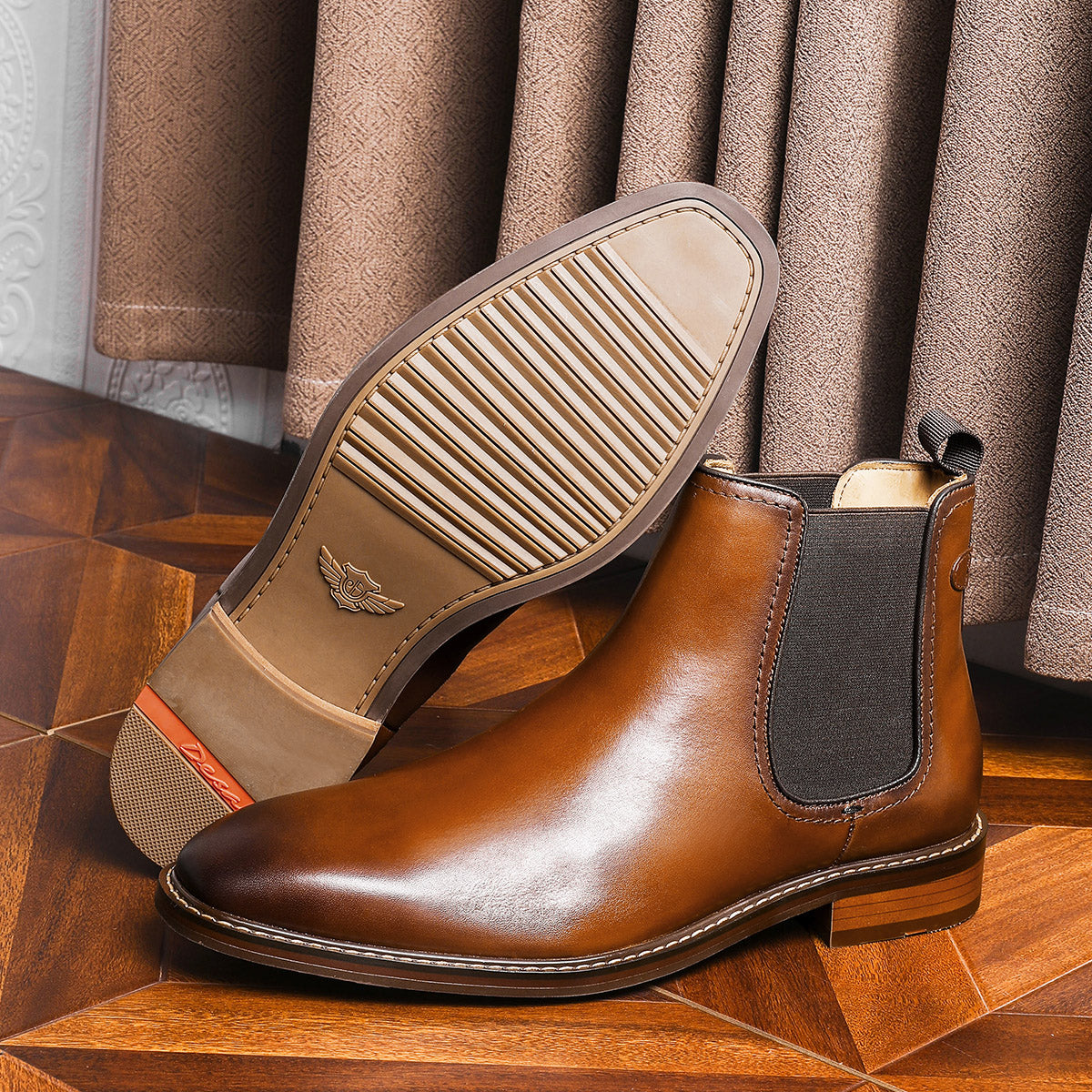 Desai Men's New Leather Chelsea boots one-step low-heeled Men's fashion formal Elastic footwear OS6606H