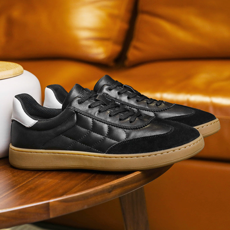 Desai Genuine Leather Lace Up Versatile Breathable Casual Board Shoes, Flat Bottomed Sports Shoes, Small White Shoes, Retro German Training sneakers DS33181