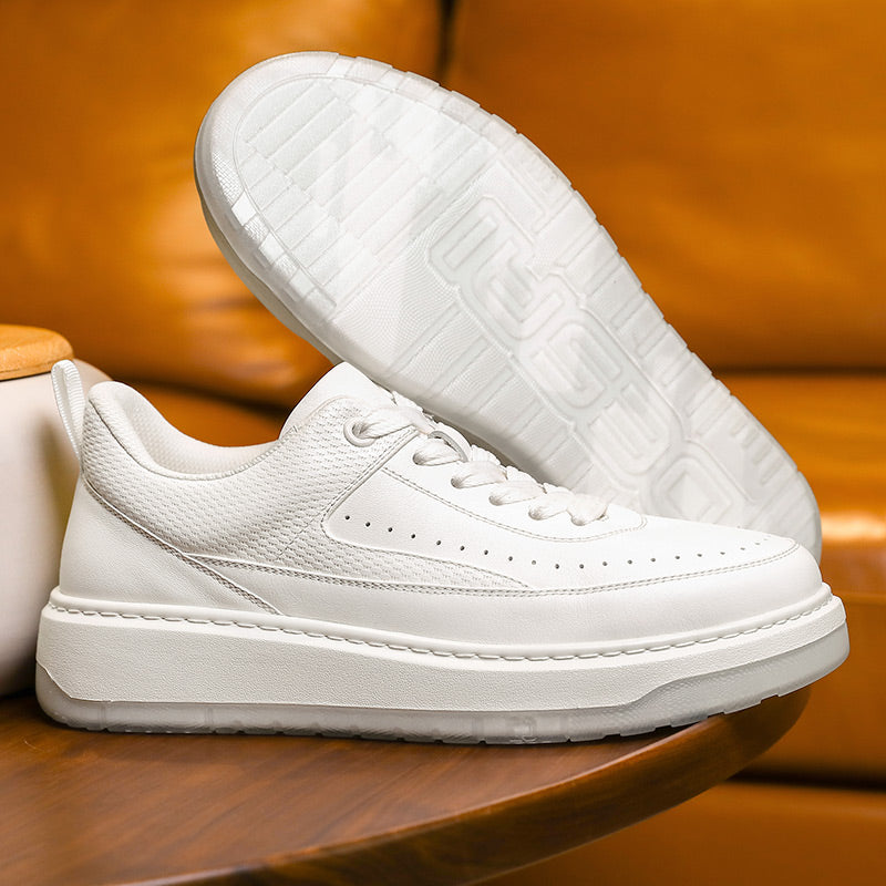 Desai Thick Sole Men's shoes , Small White Shoes , Round Toe Tie Up Color Blocking Casual Board sneakers, Increased Breathability, Versatile Sports Shoes DS3005