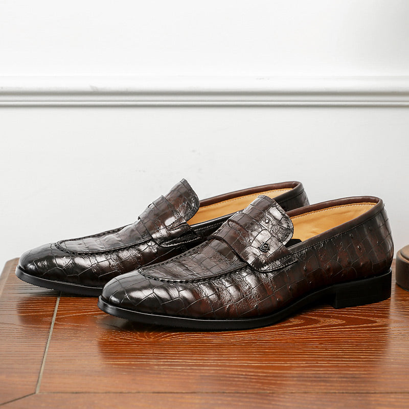 Desai spring and summer leather loafers low-top business casual pattern men's shoes alligator design real cowhide leather DS9236
