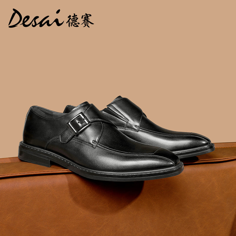 Desai Men's Business dress shoes Retro Polish Munk Shoes Leather Derby Shoes Heightening shoes Casual shoes DS6020
