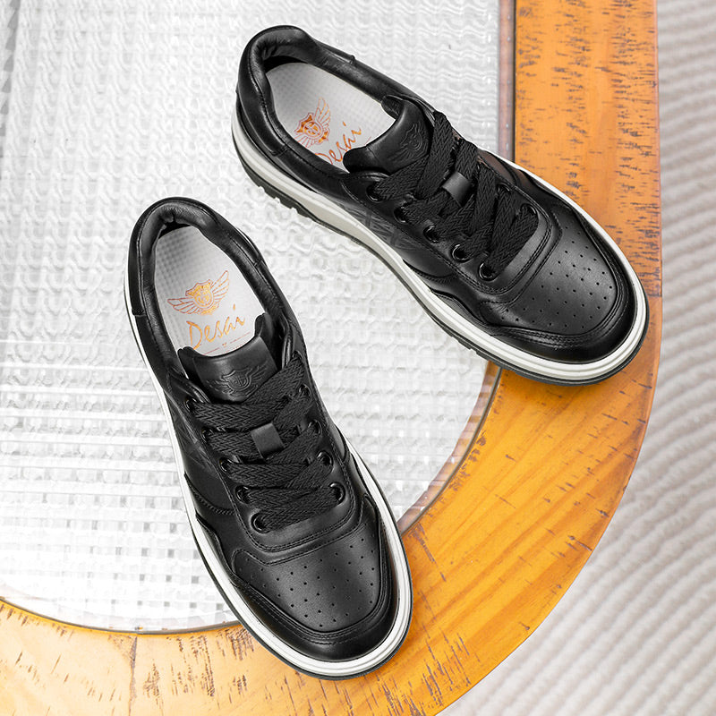 Desai Men shoes Sneakers fashion versatile real cowhide leather Triangle Pattern Four-season shoes COOLMAX material Comfortable School and Casual Outfit DS33108