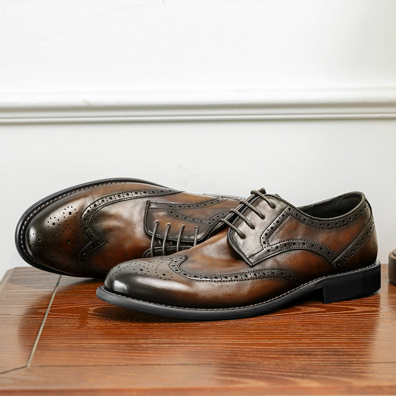 Desai Men Brock Derby handmade leather shoes Casual dress shoes top cowhide leather shoes DS6311