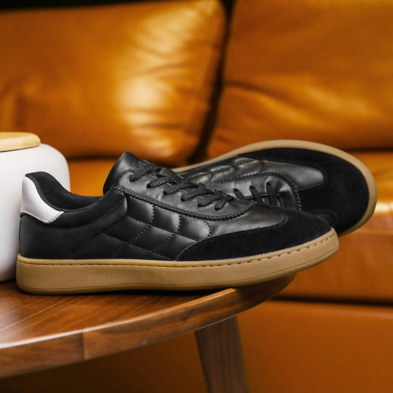 Desai Genuine Leather Lace Up Versatile Breathable Casual Board Shoes, Flat Bottomed Sports Shoes, Small White Shoes, Retro German Training sneakers DS33181