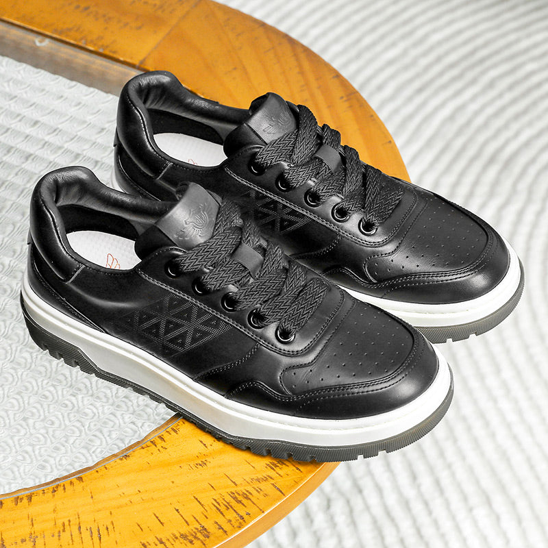 Desai Men shoes Sneakers fashion versatile real cowhide leather Triangle Pattern Four-season shoes COOLMAX material Comfortable School and Casual Outfit DS33108
