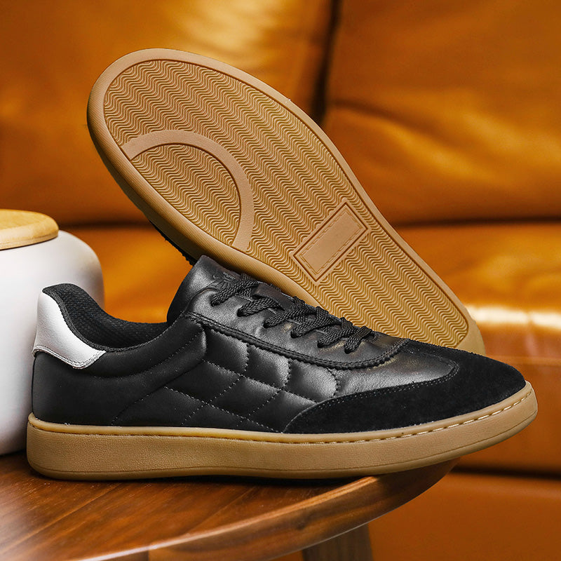 Desai Genuine Leather Lace Up Versatile Breathable Casual Board Shoes, Flat Bottomed Sports Shoes, Small White Shoes, Retro German Training sneakers DS33181