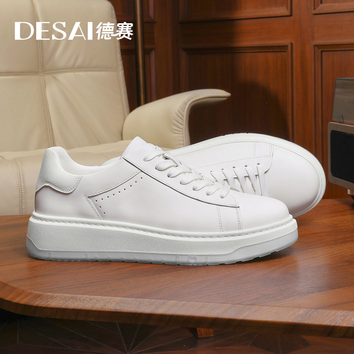 Desai Men's sneakers autumn thick soled men's shoes leather men's casual board shoes DS3083