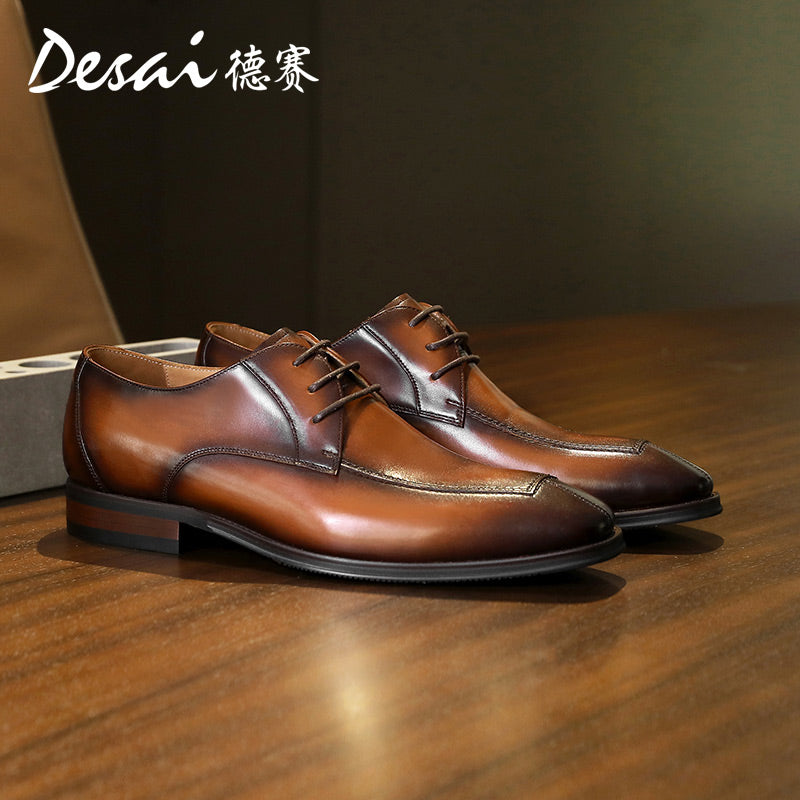 Desai leather shoes men's business formal Derby shoes summer new thick soles increase shoes leather breathable casual leather shoes DS6023