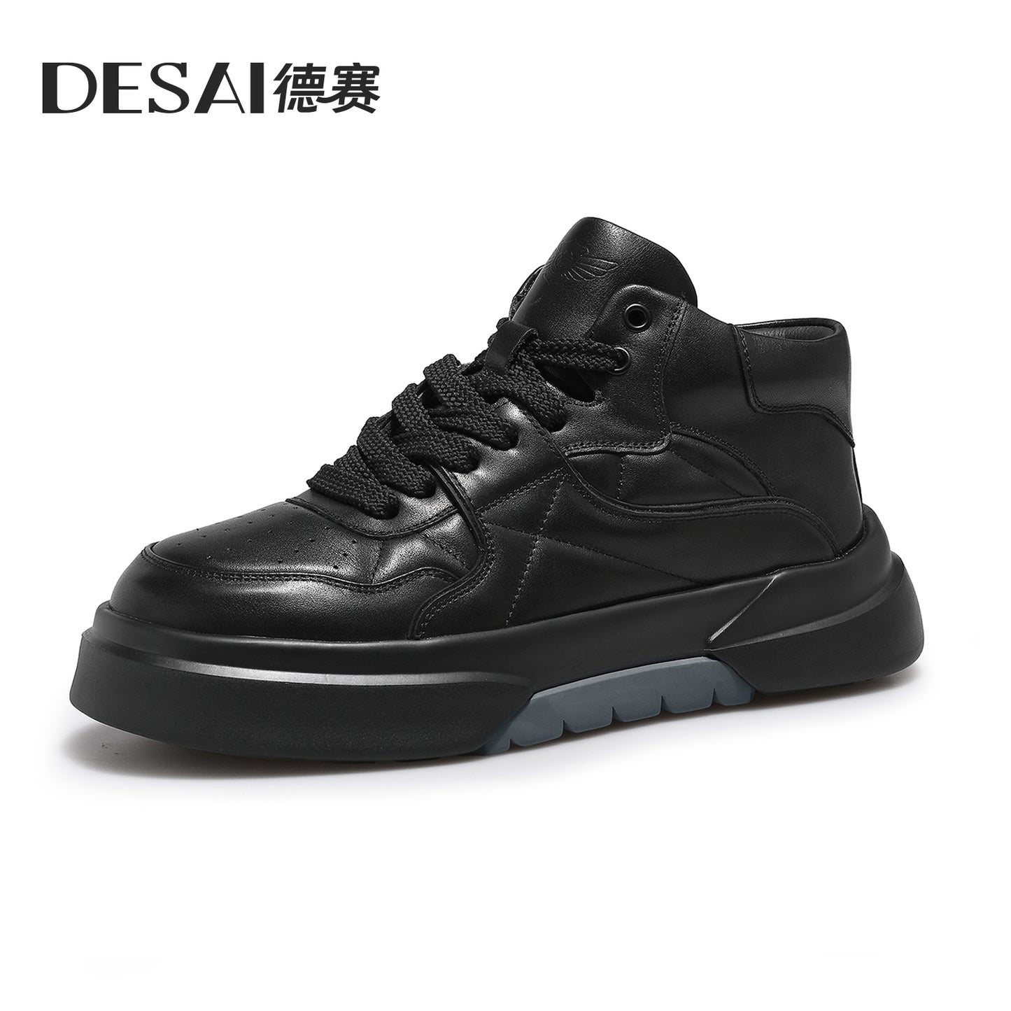 Desai Casual Leather Shoes Genuine Leather Thick Bottom Sneakers Laces Up Breathable DS33139