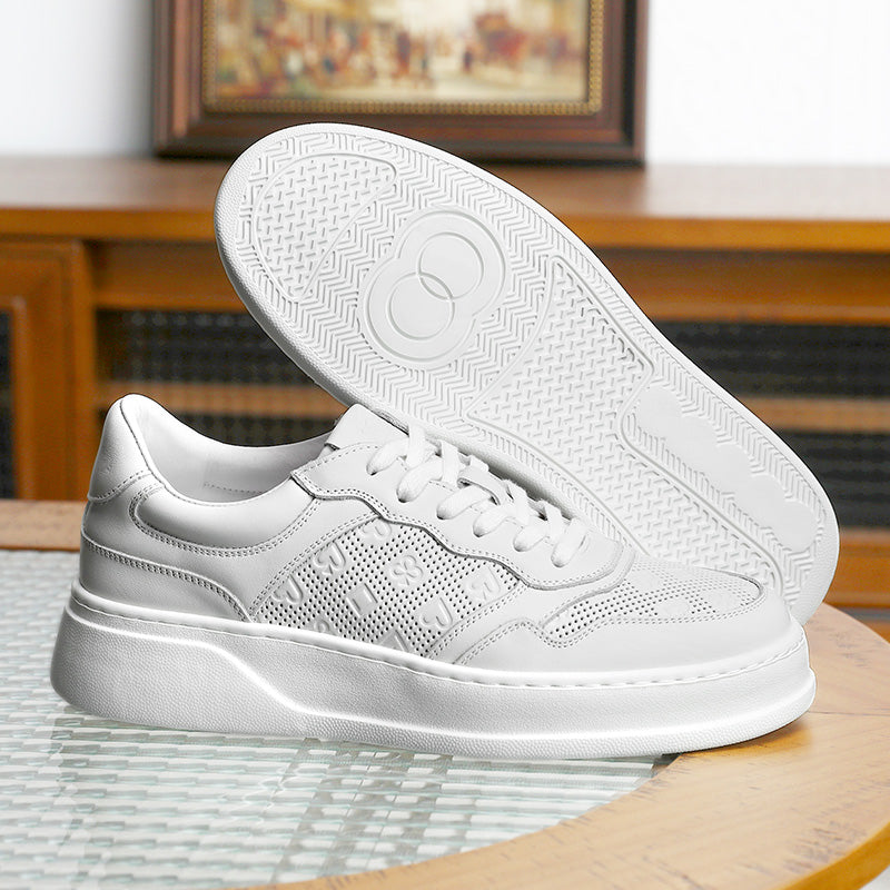 Desai Men's Casual Thick Soles Board Shoes Anti Slip Wear-Resistant Sports Running Shoes Men's Leather Breathable and Comfortable Sneakers DS02783