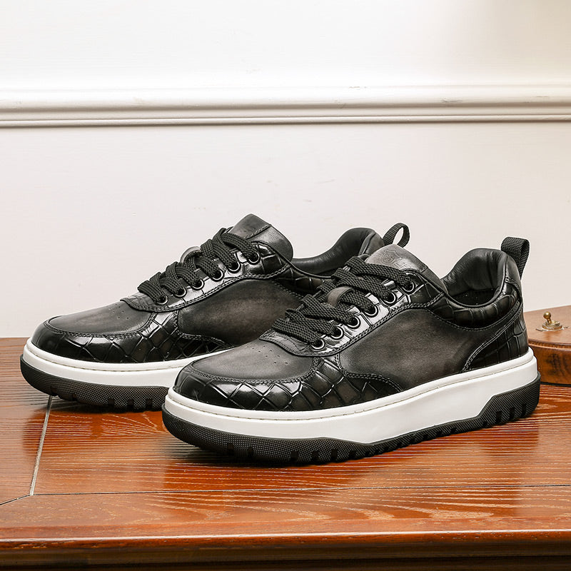 Desai Shoes For Men Fashion versatile casual sneakers Real cowhide leather comfort men New Alligator Design DS33122