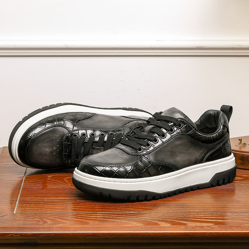 Desai Shoes For Men Fashion versatile casual sneakers Real cowhide leather comfort men New Alligator Design DS33122